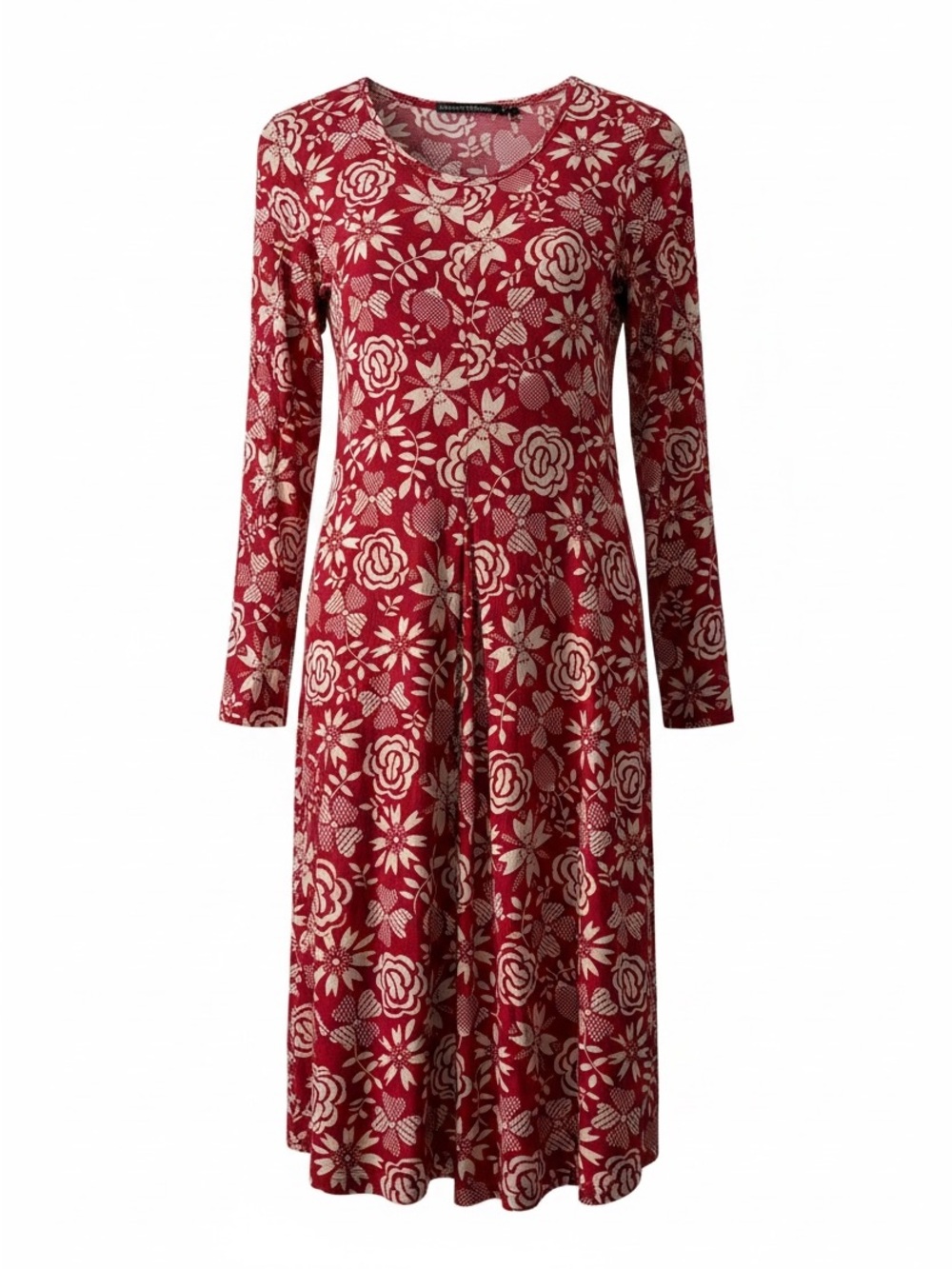 Gudrun Sjoden Red Floral Long Sleeve Dress Lagenlook